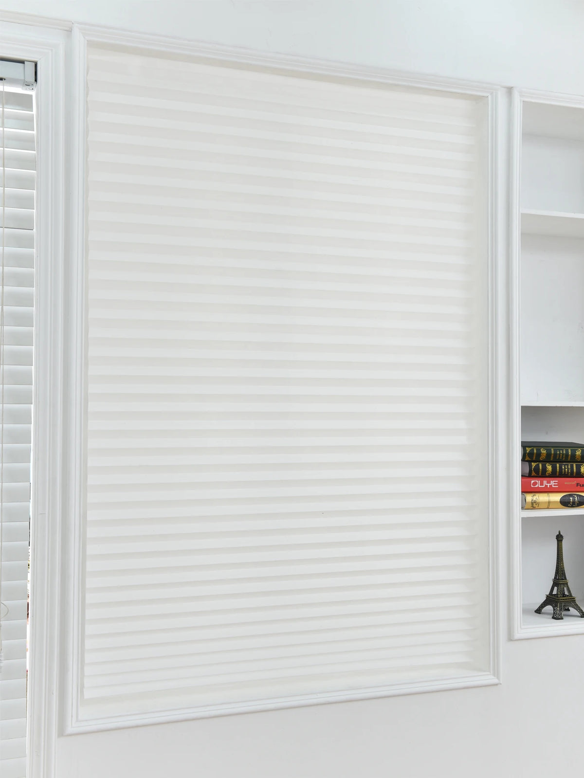 Easy to Install Light Filtering Pleated Paper Shades for Window Temporary and Portable Blinds with Clips Roman Zebra