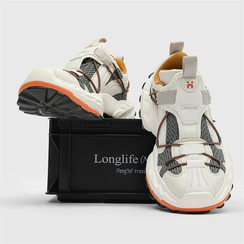 Men Women Modern Chunky Sole Sneakers Adjustable Strap Shock Absorption Technology Supportive Ankle Collar for Gym Daily Wear