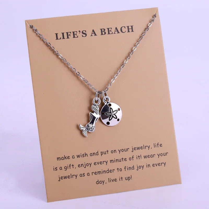 Summer Beach Ocean Jewelry Anchor Fish Shell Sand Dollar Shark Whale Starfish Seahorse Mermaid Wave Sea Turtle Collar Necklaces
