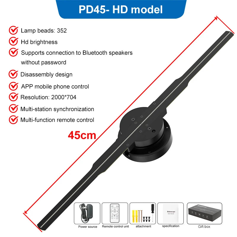 42 45 50 56 62 65cm 3D Hologram Sync LED Fan Stand Indoor Advertising Equipment Projector Display Ads OEM Proyector Player Stand