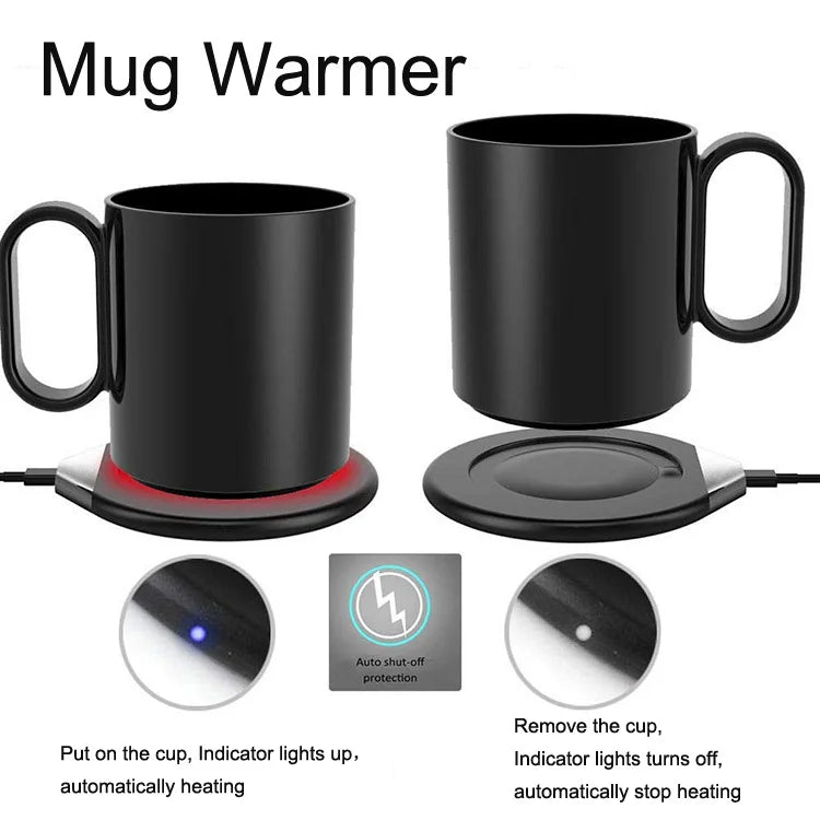 Holiday Smart Ceramic Warmer Mug Gift Set logo Custom 55degree Thermostatic Mug with Wireless Charger