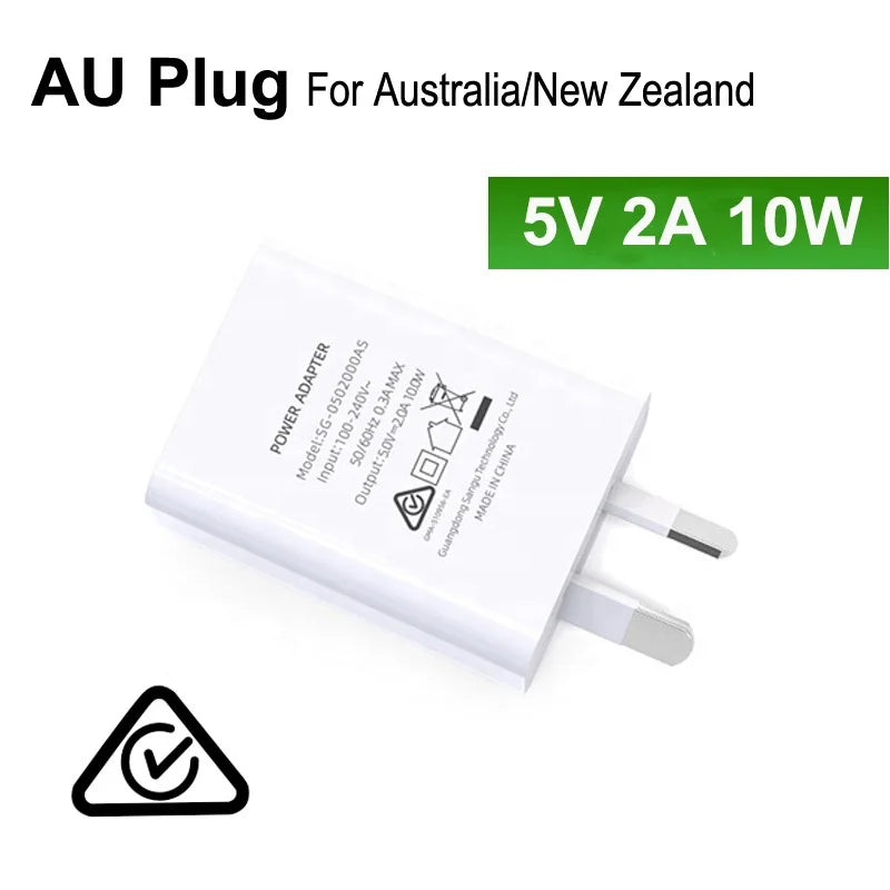 Premium RCM SAA C-Tick Certified Australia AU PLUG 5VDC 2A 10W USB Wall Travel Charger for All Mobile Phones