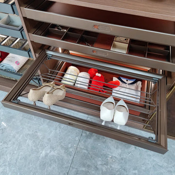Factory Price Luxury Modern Design Bedroom Drawer Slide Out Aluminum Alloy Shoe Rack