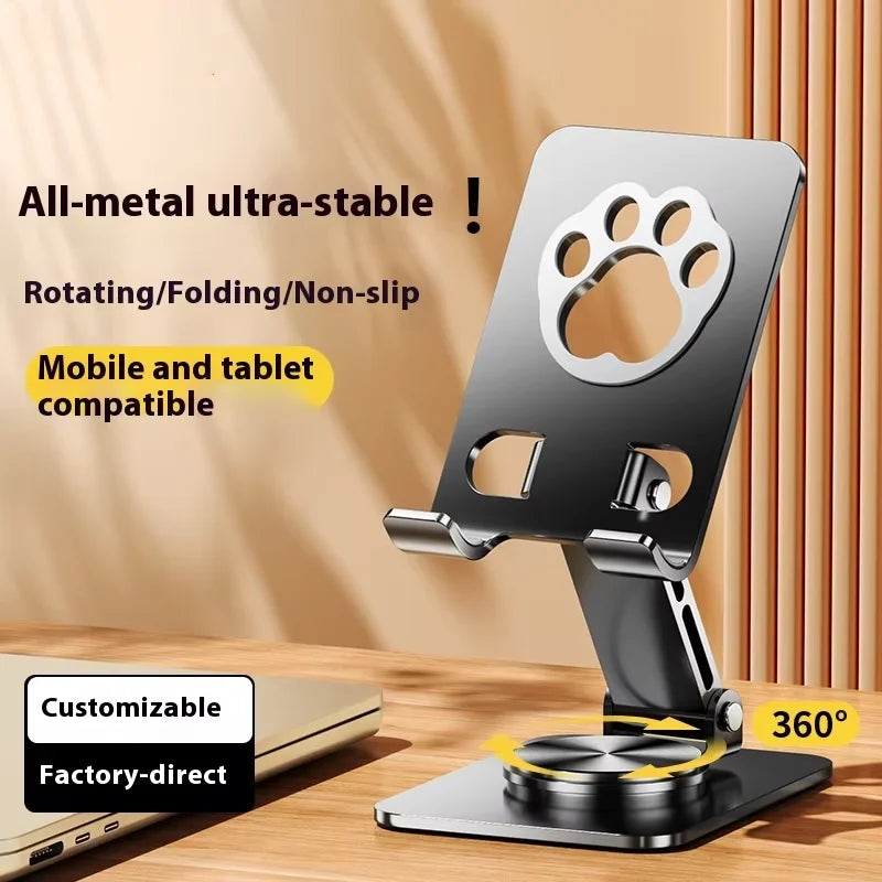 Portable Foldable Metal Phone Tablet Stand Rotatable Bottom Flexible Live Streaming Cooling Device Lazy Person's Desk Support