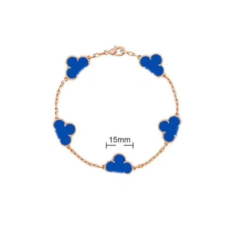Luxury High Quality Fashion Chain Link Four Leaf Bracelets Femme 4-clover 15mm Flower Women's Bracelet