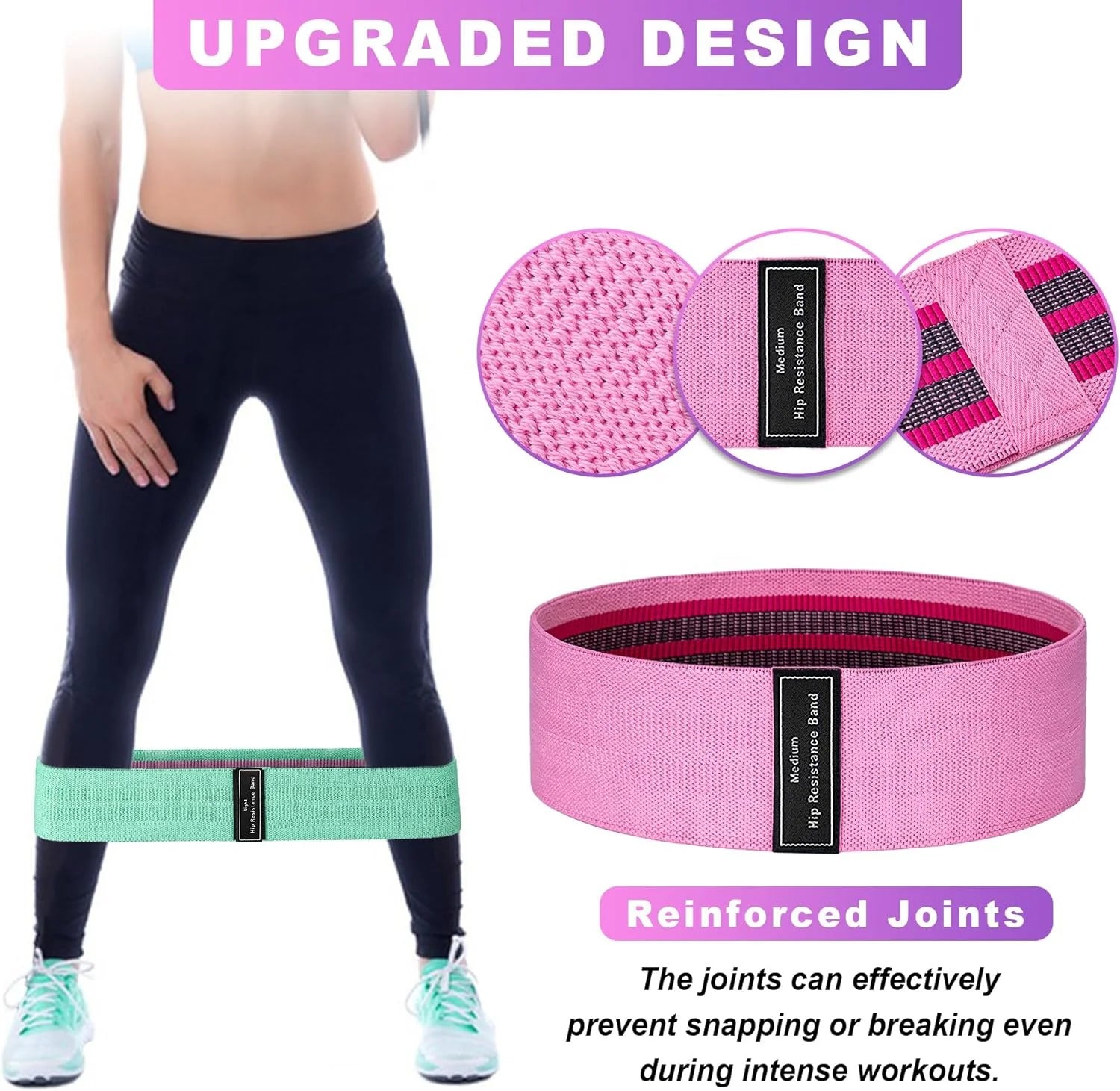 Elastic Loop Fabric Exercise Bands Gym Workout Bands for Stretching Yoga Hip Resistance Fitness Bands for Body Building