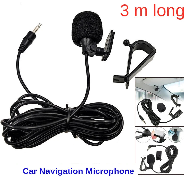 Car Microphone Audio Navigation Wired Clip External Wires Auto Mics Radio 3m Long Mic Stereo 3.5mm Mono 2.5mm SM Lotus Jack Plug