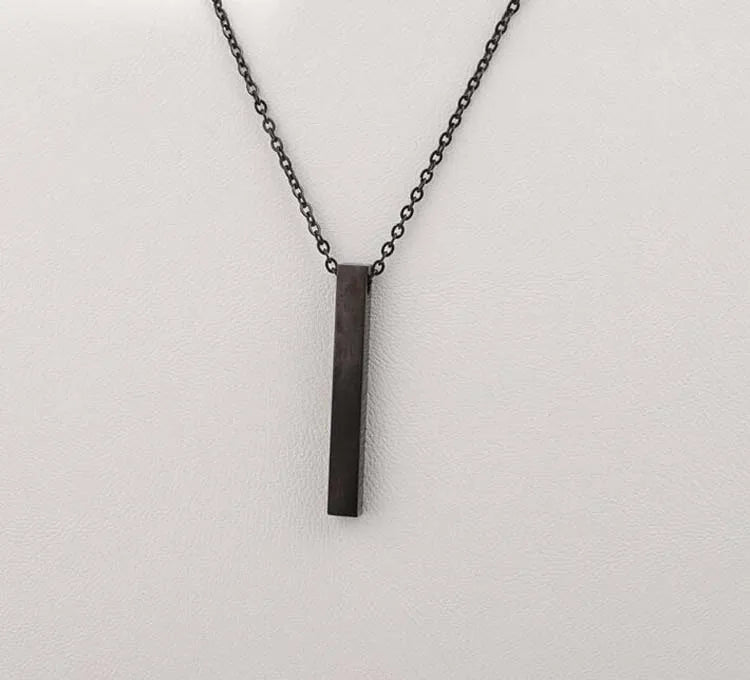 Stainless Steel 3D Engraving Personalized Bar Blank Stamp Custom Made Engraved DIY Square Strip Pendant Necklace