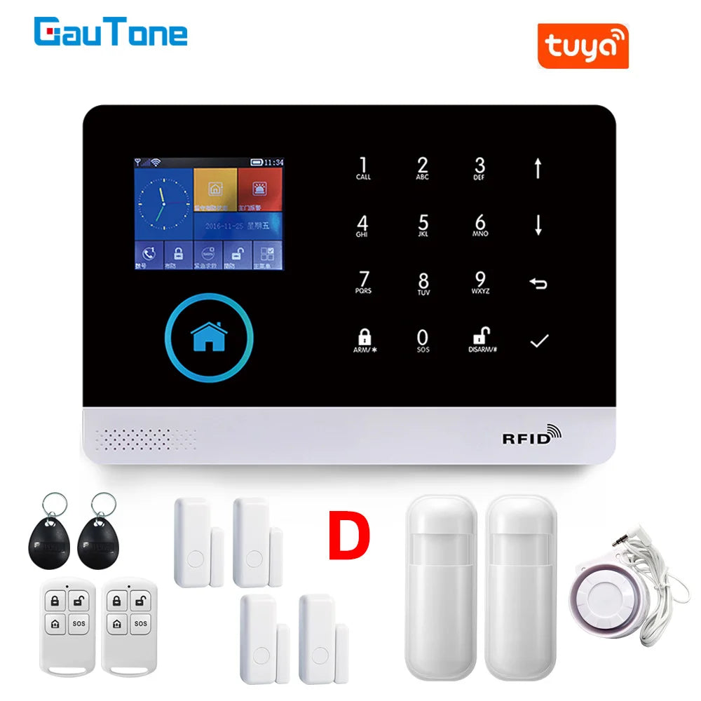 Smart Home WiFi GSM Alarm System for Home with Motion Sensor Wireless Siren Night Vision IP Camera Tuya Support Alexa