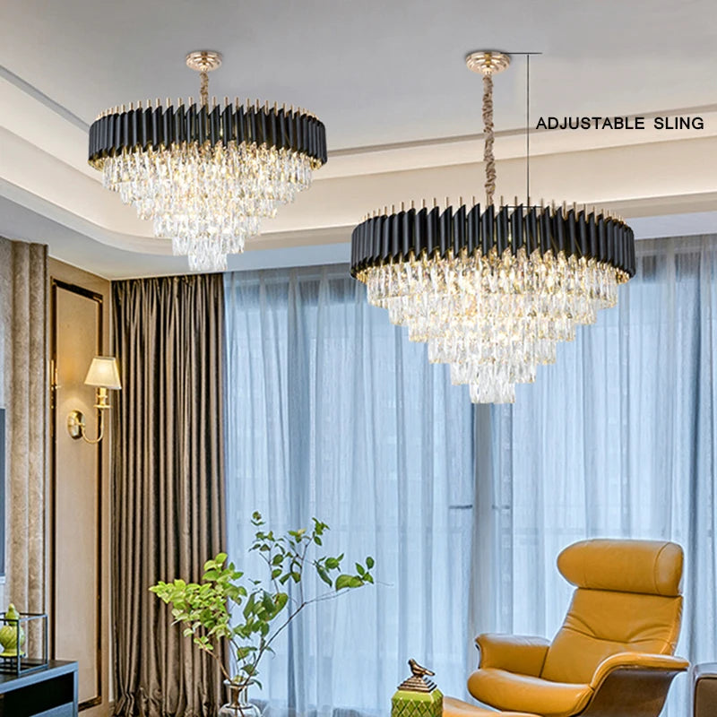 Hot Sale New Luxury Round Home Lighting Pendant Light Living Room Crystal Chandelier