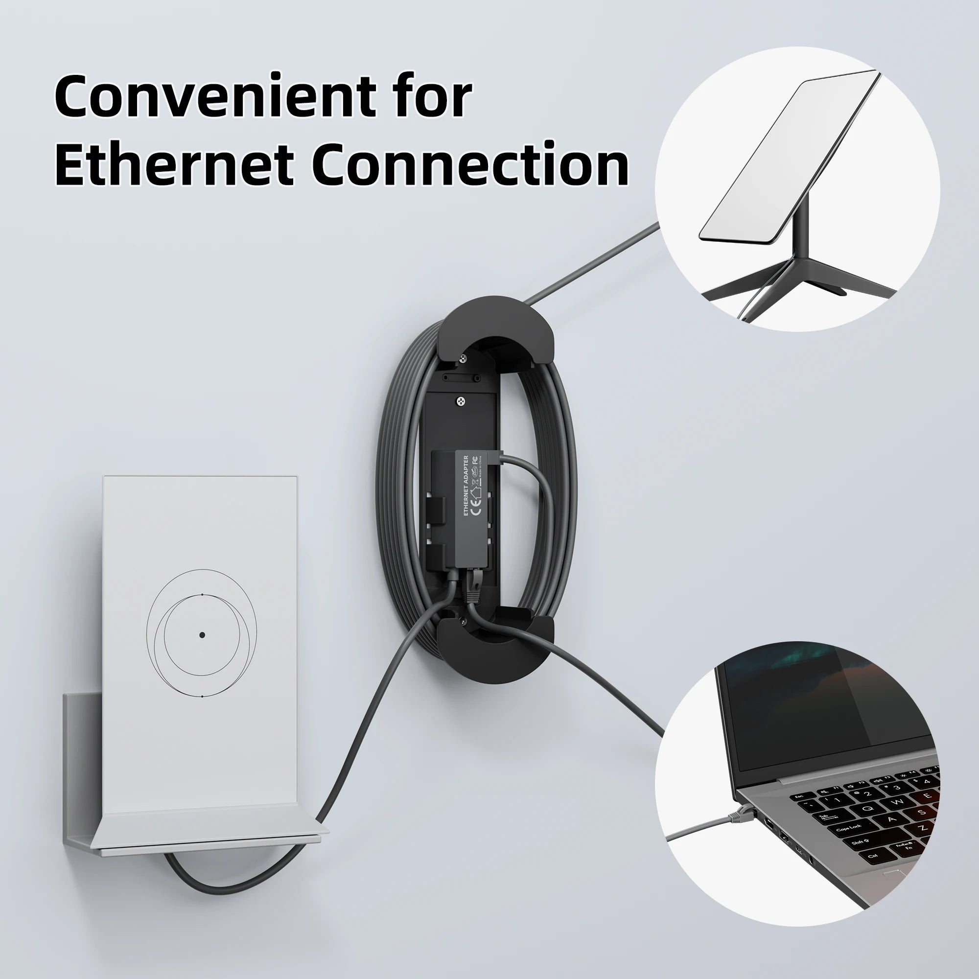Starlink Satellite Internet Kit V2 Gen2 Ethernet Adapter With Cable Caddy Holder