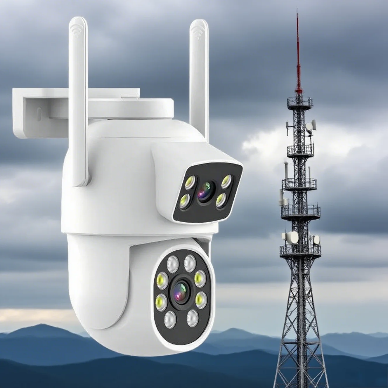 OEM PTZ Smart Security Camera System with Cloud/SD Card Storage Two Way Audio Dual Lens Camera