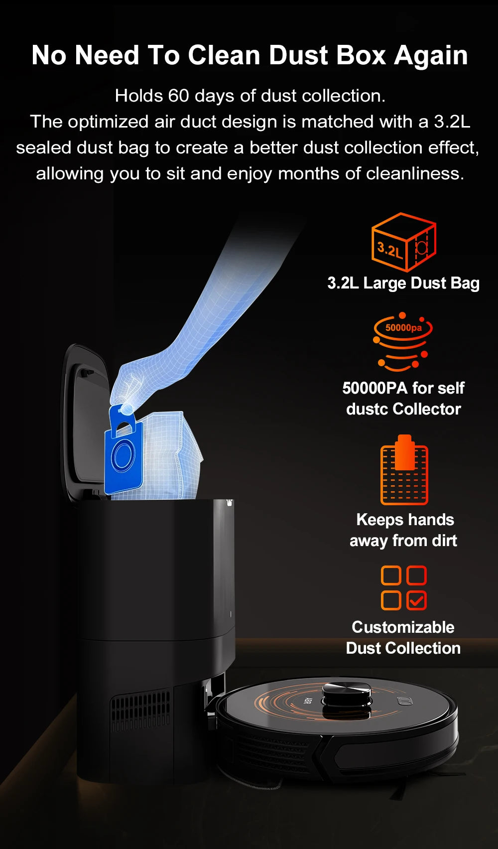 New Arrival Home Robot Vacuum Cleaner  and Dust Collector Bin Self Empty Vacuum Cleaner