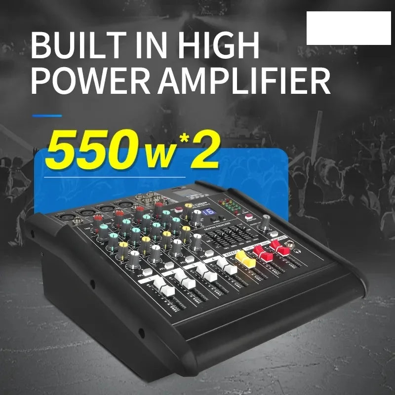 Good 402D 4 Channel Studio Mixer Professional Karaoke Mixer Amplifier Sound Audio System Audio Mixer with Power Amplifier for DJ