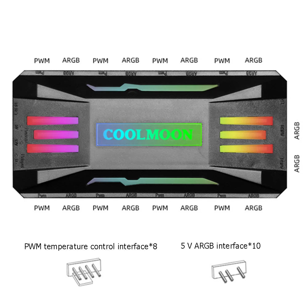 COOLMOON RGB Controller 4Pin PWM 5V 3Pin ARGB Cooling Fan Smart Remote Control for Computer PC Case Chassis Radiator