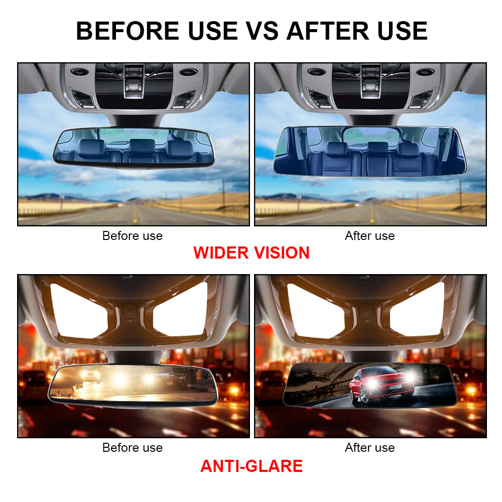 2.5D Full Screen HD Glass Anti-glare Wide-angle Blue Frameless Mirror Car Interior Rear View Mirror 3000R Micro Curvature Lens