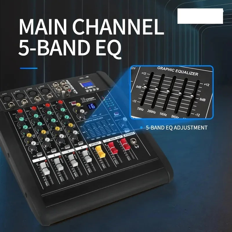 Good 402D 4 Channel Studio Mixer Professional Karaoke Mixer Amplifier Sound Audio System Audio Mixer with Power Amplifier for DJ