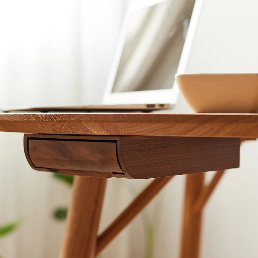Multifunctional Wooden Single Tier Under Table Drawer Organizer for Office School Home Desks with Tableware Storage