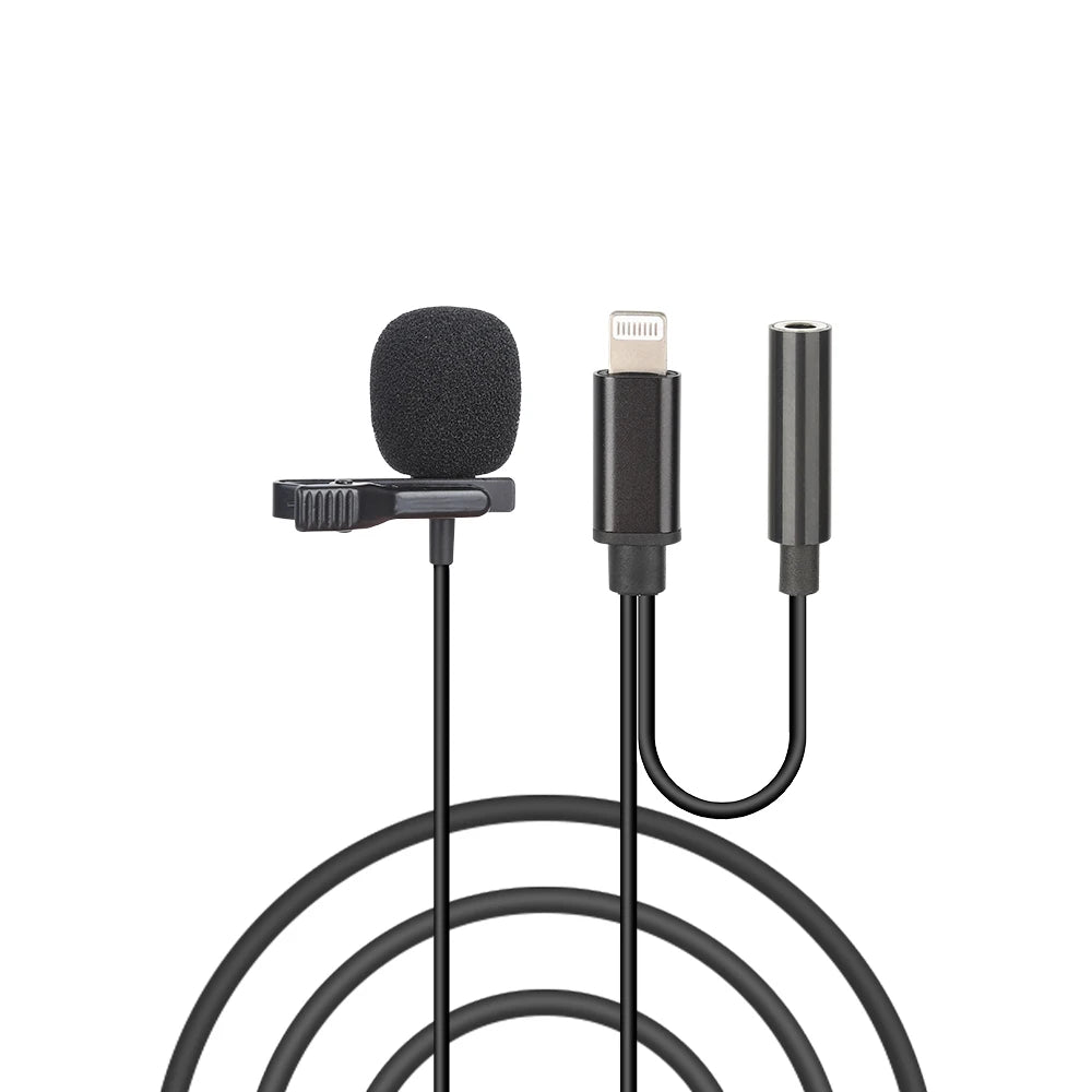 Portable Lavalier 3.5mm Wired Clip on Microphone for Phone and Laptop Mini Wired Headset Microphone Two in One