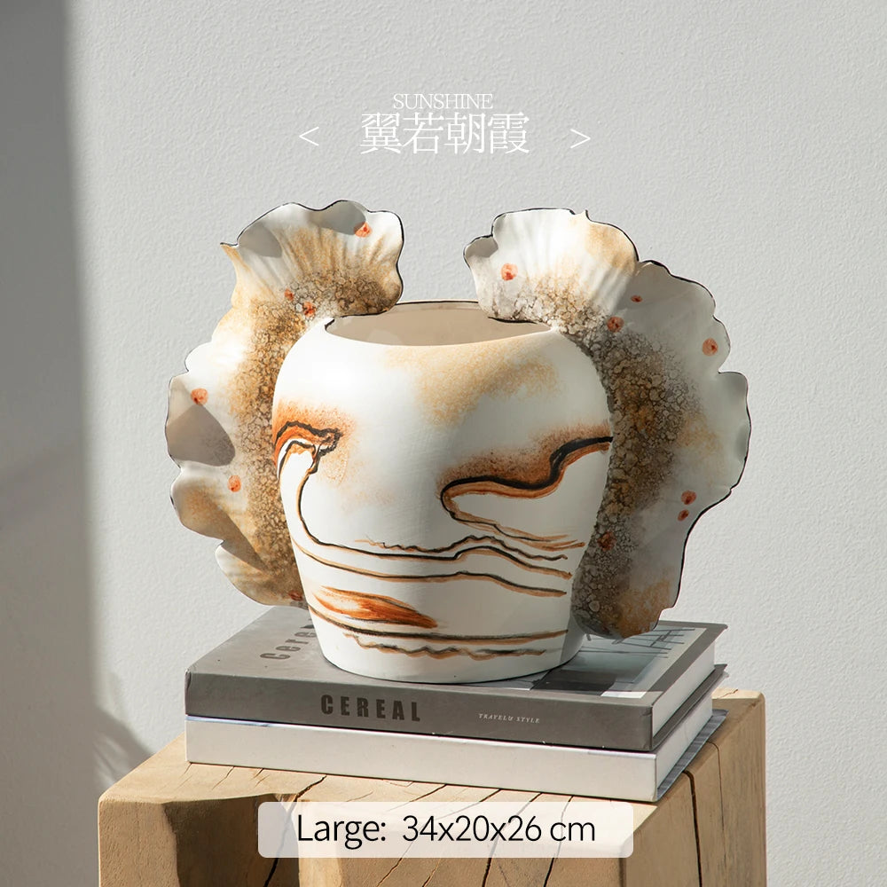 Merlin Living Hand Painting Flower Vase for Home Decor Butterfly Vase Ceramic Decoration Chaozhou Ceramic Factory Wholesale