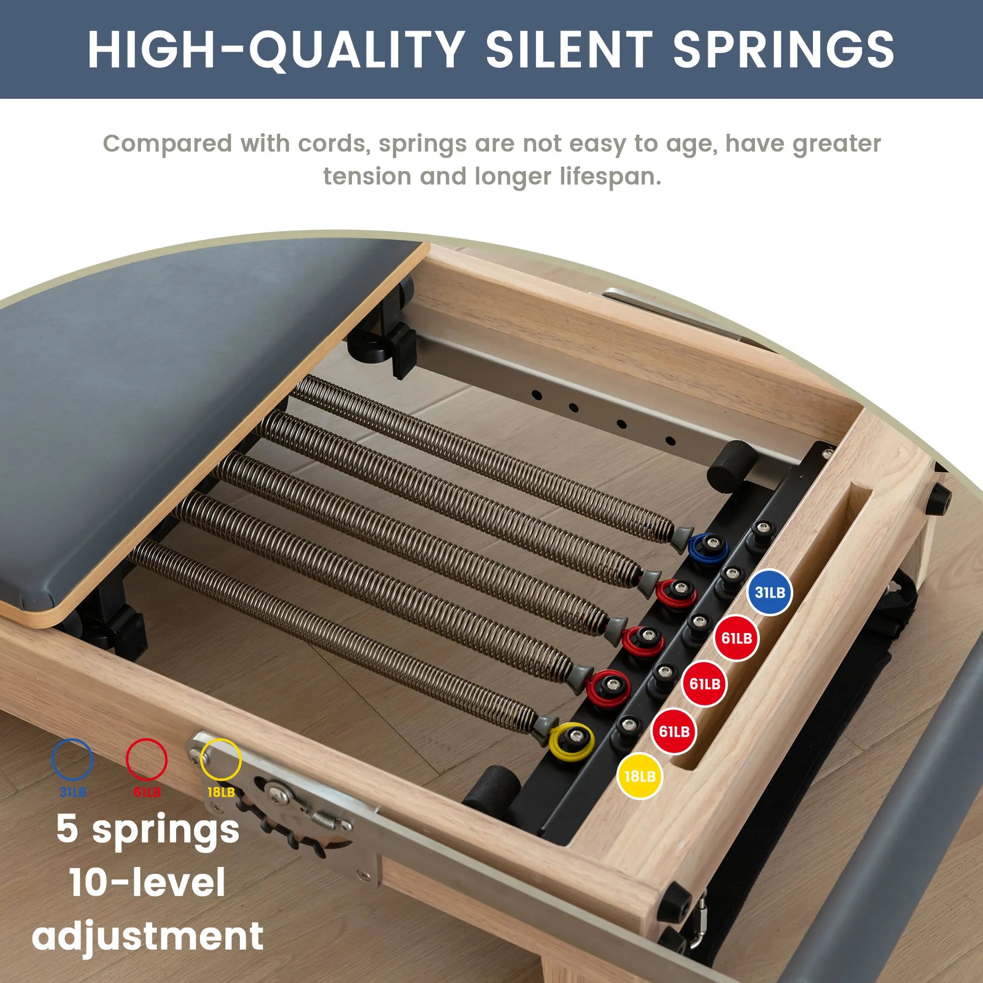 Wholesales Premium Foldable Wood Pilates Reformer Space Saving Folding Reformer Pilates