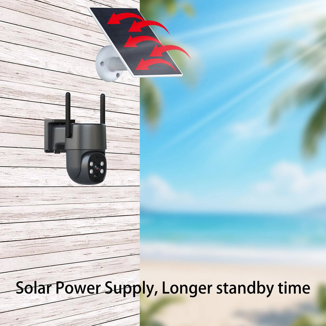 Solar Powered Cctv Camera System Outdoor Wireless IP65 Waterproof 3W Solar Panel Smart Security Camera