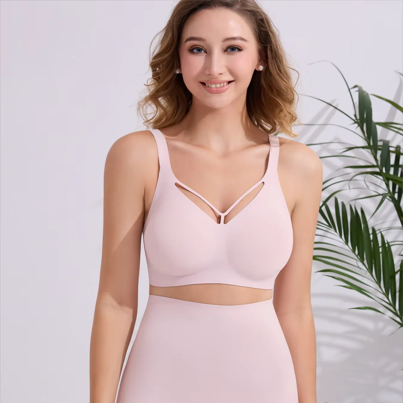 Nude Tone 4XL Wireless Bra - Seamless Jelly Support Minimizer for Full Bust Side Smoothing No-Dig Bralette with Skin Tone