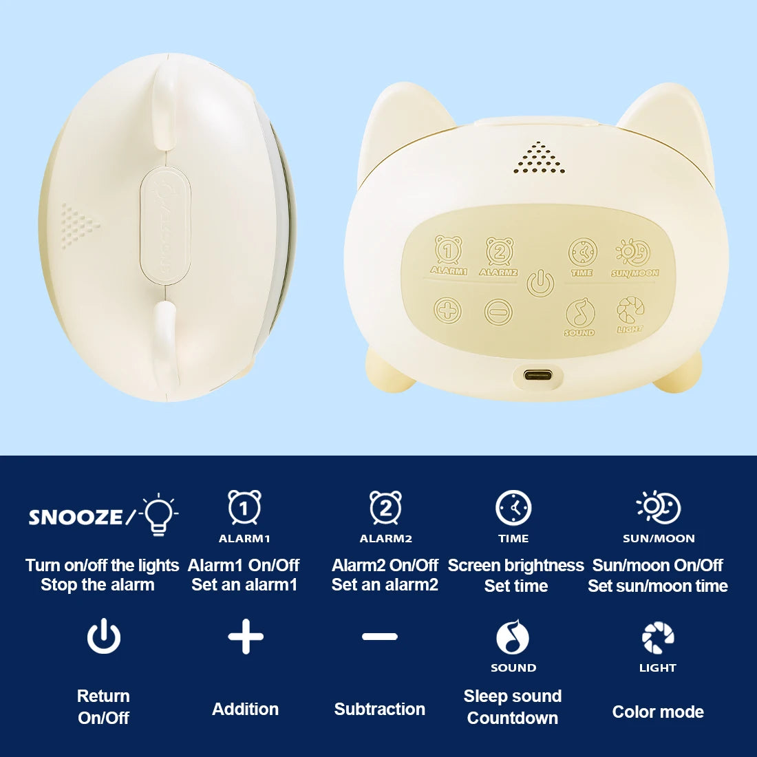 Rechargeable Smart Alarms Lcd Child Clock LED Night Wake-up Lights Usb and Lamps Rabbit Wholesales Table Clocks for Children