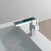 Modern LED White Brass Deck Mounted Electric Basin Single-Hole Water Mixer Tap Digital Temperature Display for Bedroom Bathroom