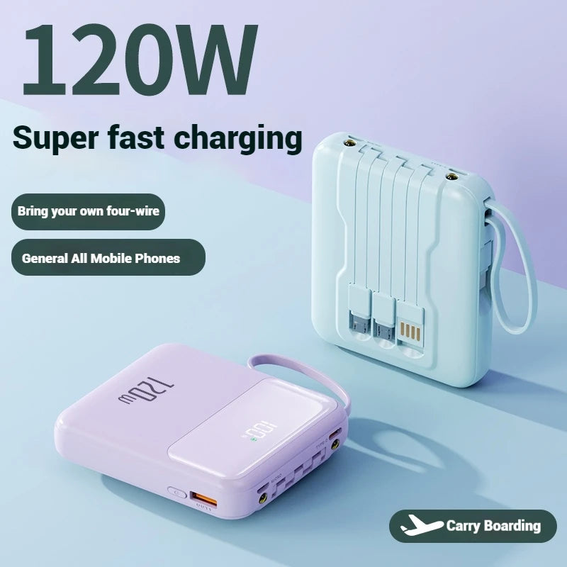 High Quality OEM Custom logo  Products 22.5W Fast Charging With Cable TYPE-C PD20W Mini Portable Powerbank 10000mAh Power Banks