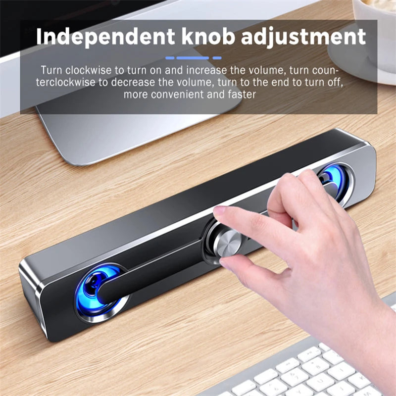 USB Wired Powerful Computer Speaker Bar Stereo Subwoofer Bass Speaker Surround Sound Box LED For PC Laptop Phone Tablet MP3