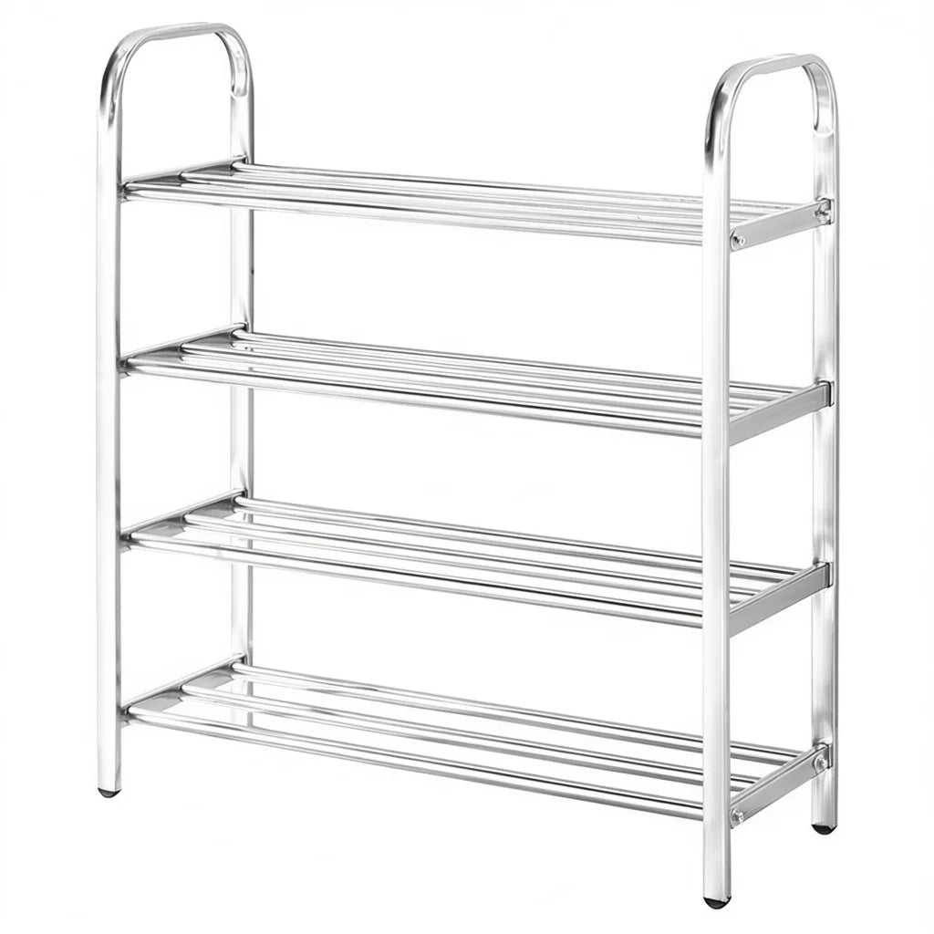 Elegate 4-Tier Stainless Steel Shoe Rack - Modern Minimalist Freestanding Storage Organizer for Living Room Home Furniture HOG.1