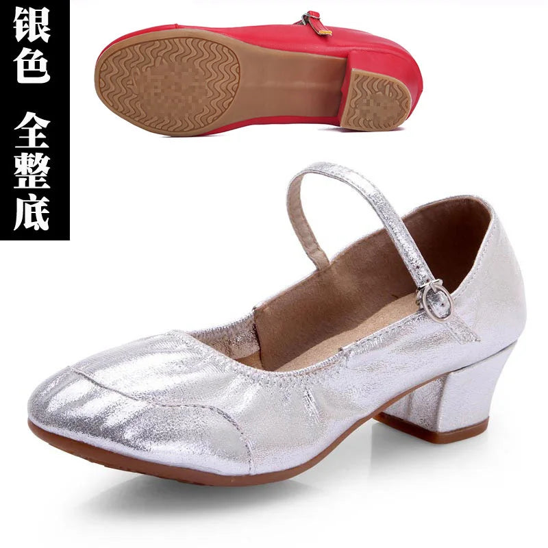 50%OFF Shoes Latin Dance-Shoes for Ladies Modern Tango Dancing  Square Heels Red Salsa Shoes Closed Toe Rubber Sole