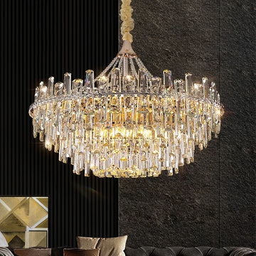 Living Room Large Round Luxury Pendant Light Gold Nordic Modern K9 Crystal Chandelier for Home Decor