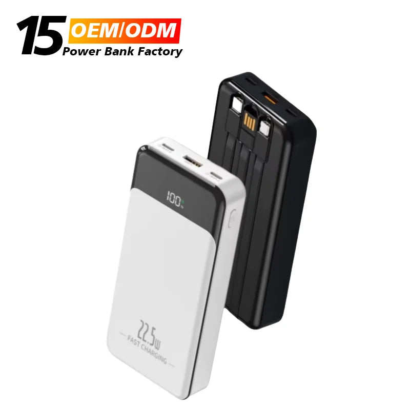New Product Hot Selling Power Bank Fast Charging 20000Mah Built-In Three Cables Convenient Charging Slim Portable Power Banks