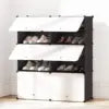 Modern Style 2 Columns and 7 Layers Portable Diy Plastic Shoe Storage Cabinet Double Layer Shoe Rack