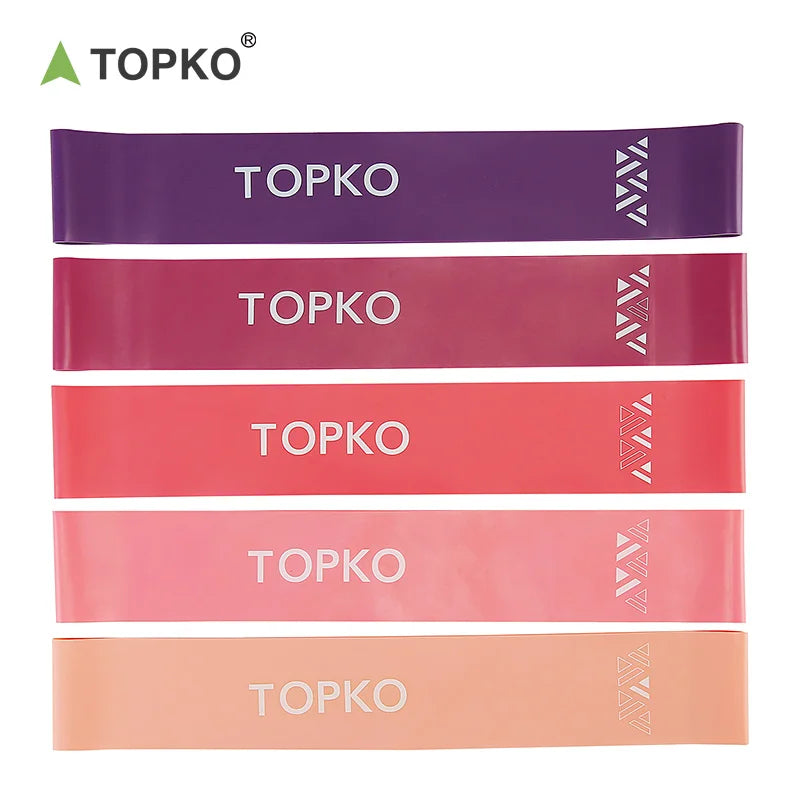TOPKO in Stock 5 Pieces Different Level Natural Latex Resistance Loop Band Elastic Fitness Resistance Loop Fitness Bands Set