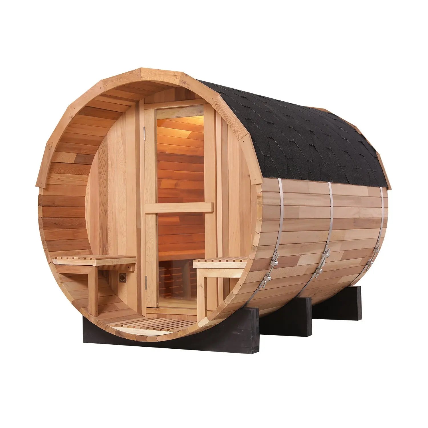 Outdoor Traditional Steam Barrel Traditional Steam Sauna Red Cedar Outdoor Sauna Room 4 Person