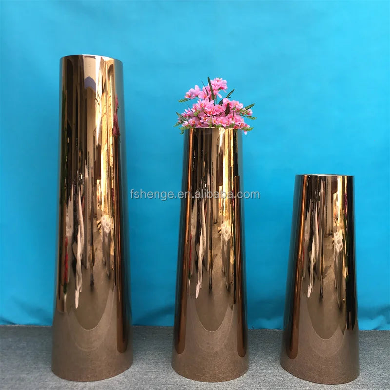 Luxury Modern Indoor Hotel Decor Stainless Steel Planter Gold Metal Vases Floor Vase for Living Room Iron Flower Plant Pot