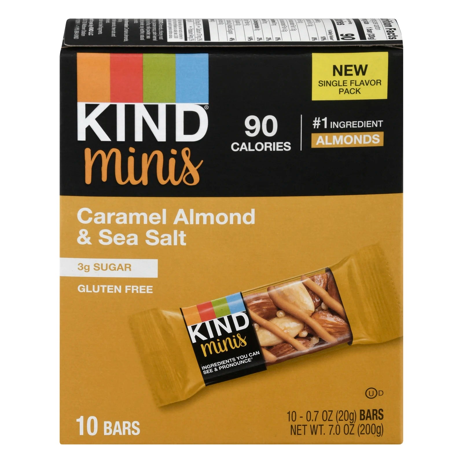 UD2 Kind Mini Caramel Almond Sea Salt Bar Healthy Snack Mixed Nuts in Baked and Raw 8-10/.7 oz Per Bag Sweet Taste