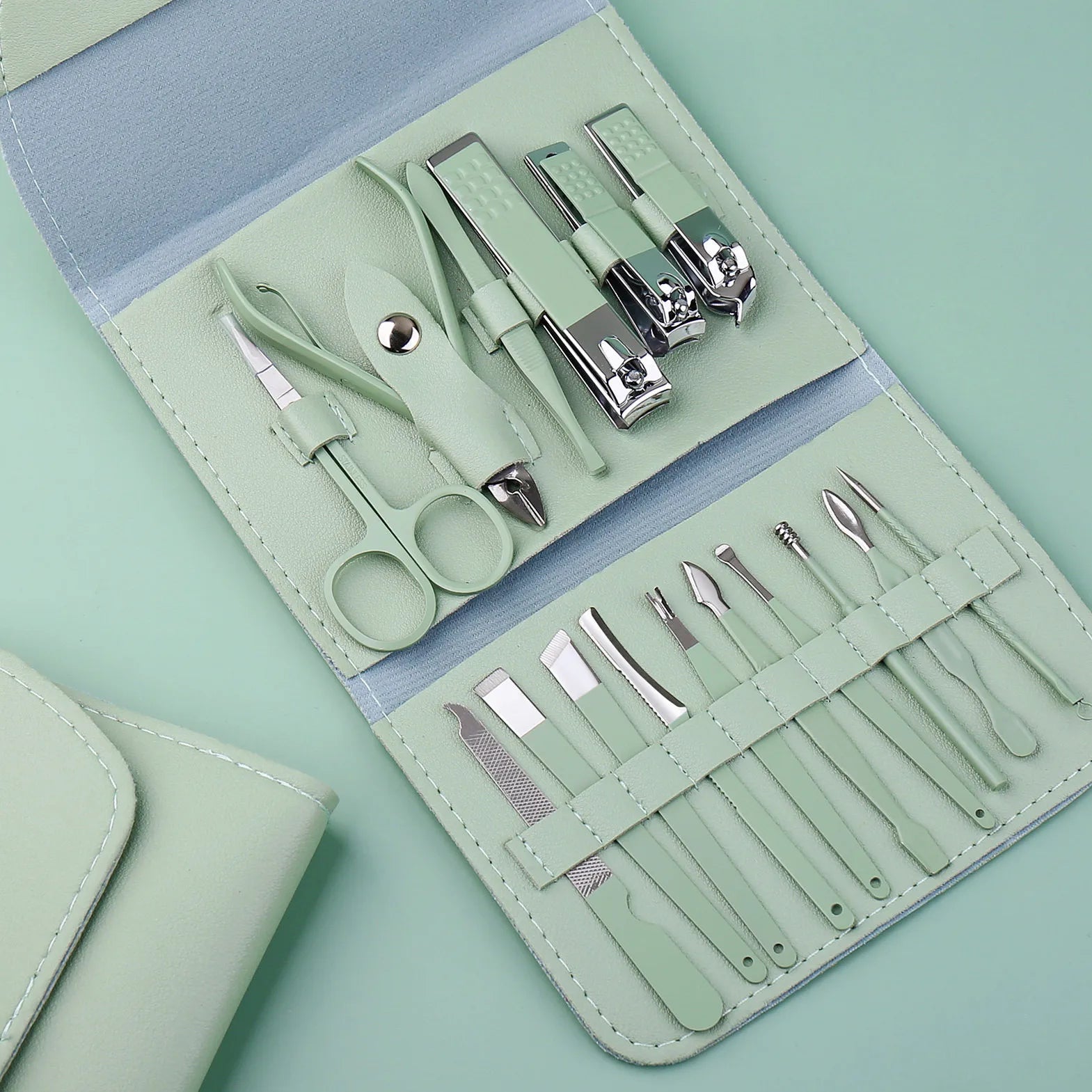 Professional Personal Care Manicure Pedicure Set 16 Pcs Stainless Steel Nail Clipper Care Tools Kit Nail Art Foot Care PU