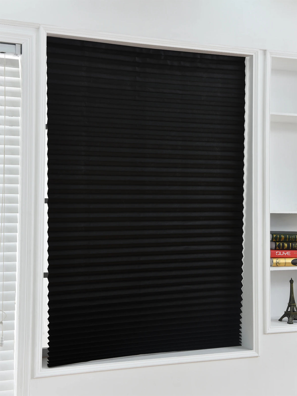 Easy to Install Light Filtering Pleated Paper Shades for Window Temporary and Portable Blinds with Clips Roman Zebra
