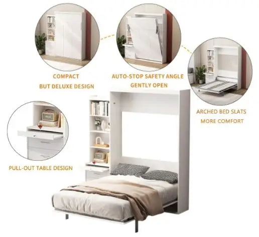 Modern Full Size US Stock MOQ ONE PC Multipurpose Space-Saving Vertical Murphy Bed Folding Hidden Wall Bed