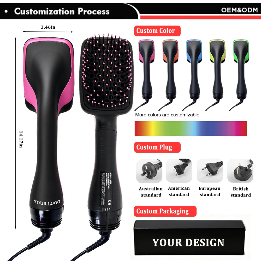 Hot Sale One-Step Hair Dryer Straightening Comb AC Ionic Blow Dryer Brush High-Speed Salon Hair Dryer for Home Hotels Fast