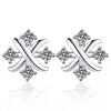 Women's Fashion Minimal Stud Earrings Shiny Moissanite Geometric Tiny Earring for Women Jewelry