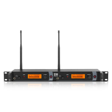 XTUGA Newest Original In-Ear Monitor System Wireless Launcher with Lavalier and Headset Microphone Durable Metal Design