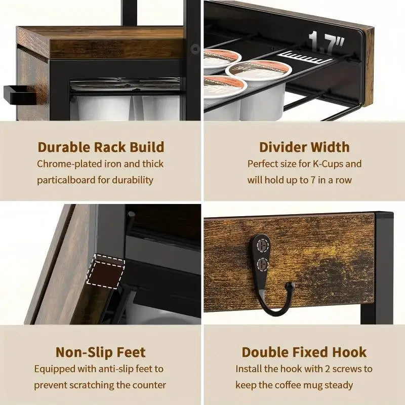 Sturdy K-Cup Storage Drawer Cup Holder Coffee Maker Organizer Rack Countertops for Coffee Bean Accessories Cabinet Organizers