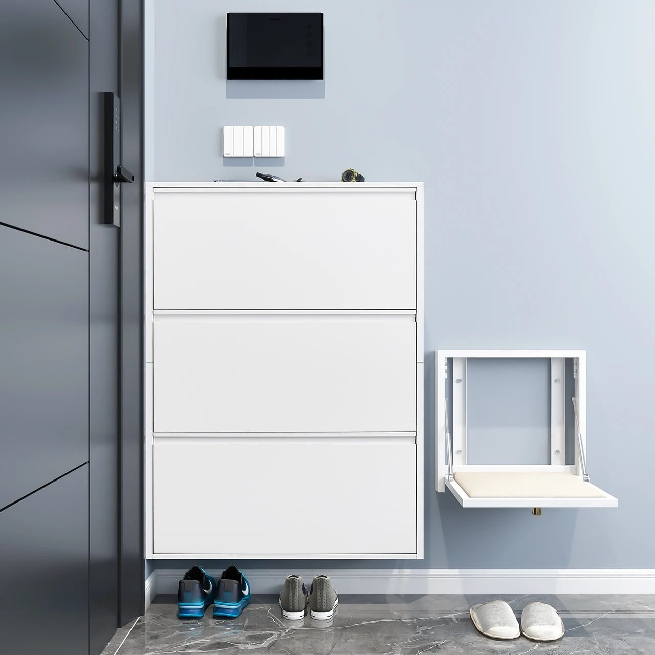 Modern Steel Ultra-Thin Steel Shoe Rack Living Room Home Metal Shoe Cabinet Household Shoe Rack
