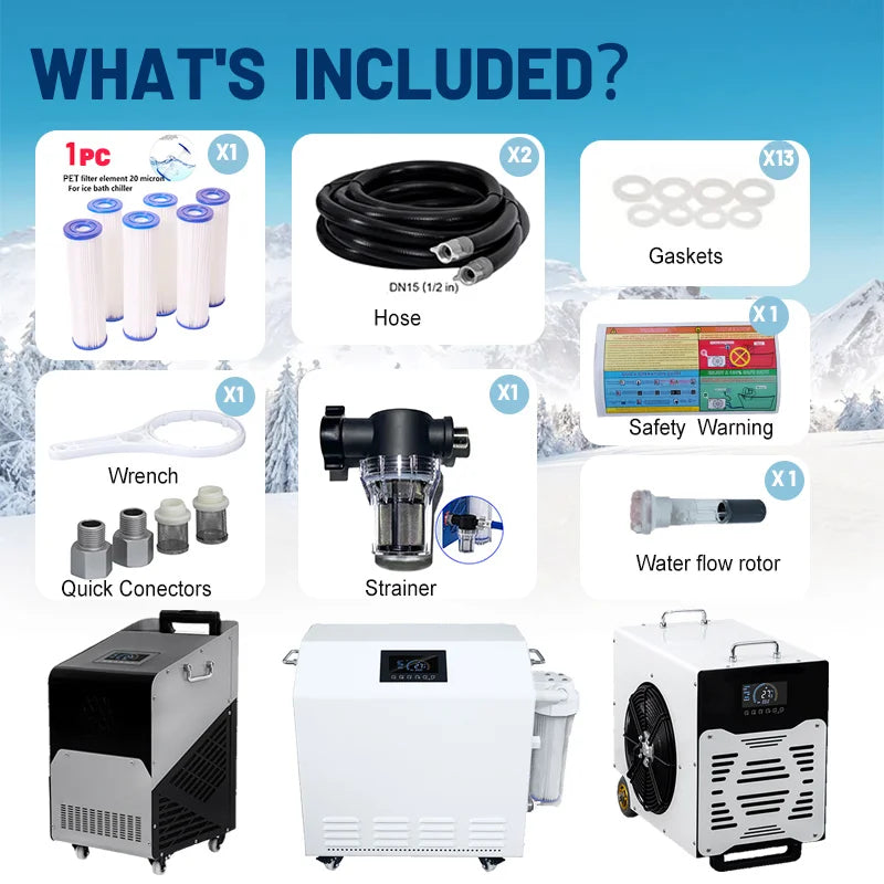 1hp Ice Baths Chiller Water Cooled Water Cooling and Heating Ice Bath Chillers Cold Plunge Chiller Machine 1000L Tub