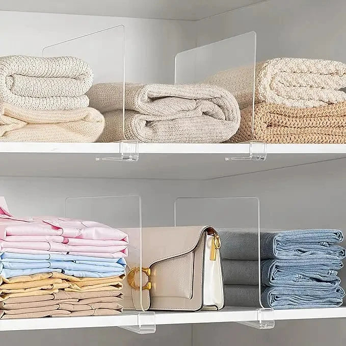 6 Pack Closet Organizers and Storage Clear Shelf Dividers Vertical Purse Organizer for Closet Perfect for Sweater Shirts